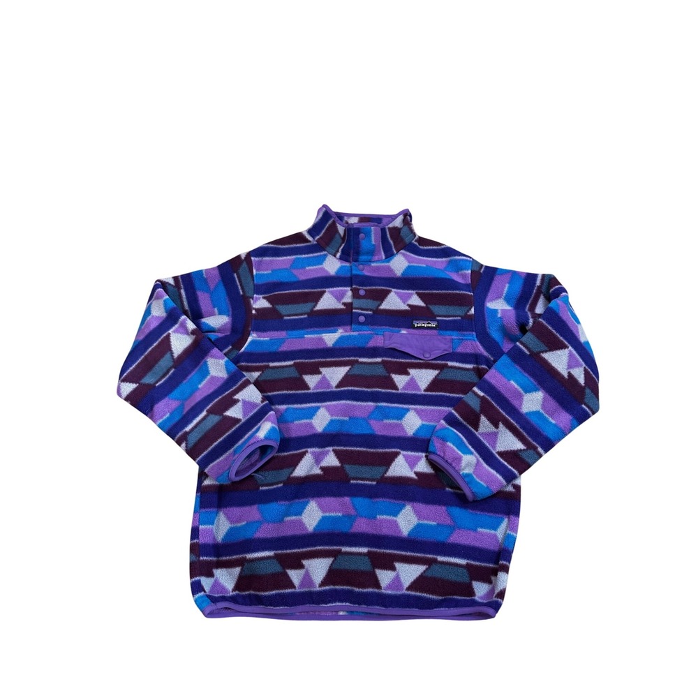 Patagonia Synchilla Snap-T Fleece Pullover Purple Blue Geometric Print GTVL Med